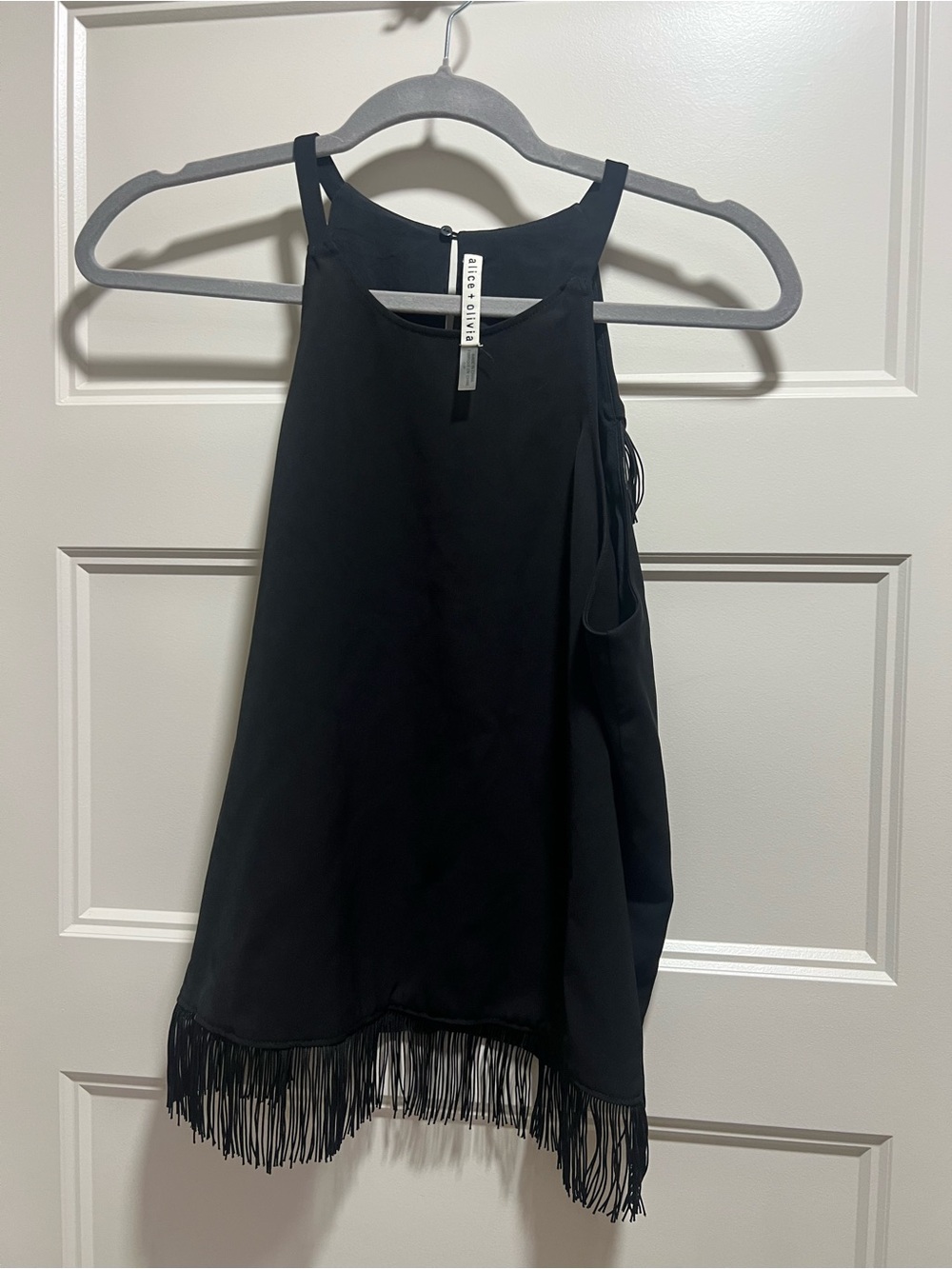 Alice + Olivia Black Fringe Top